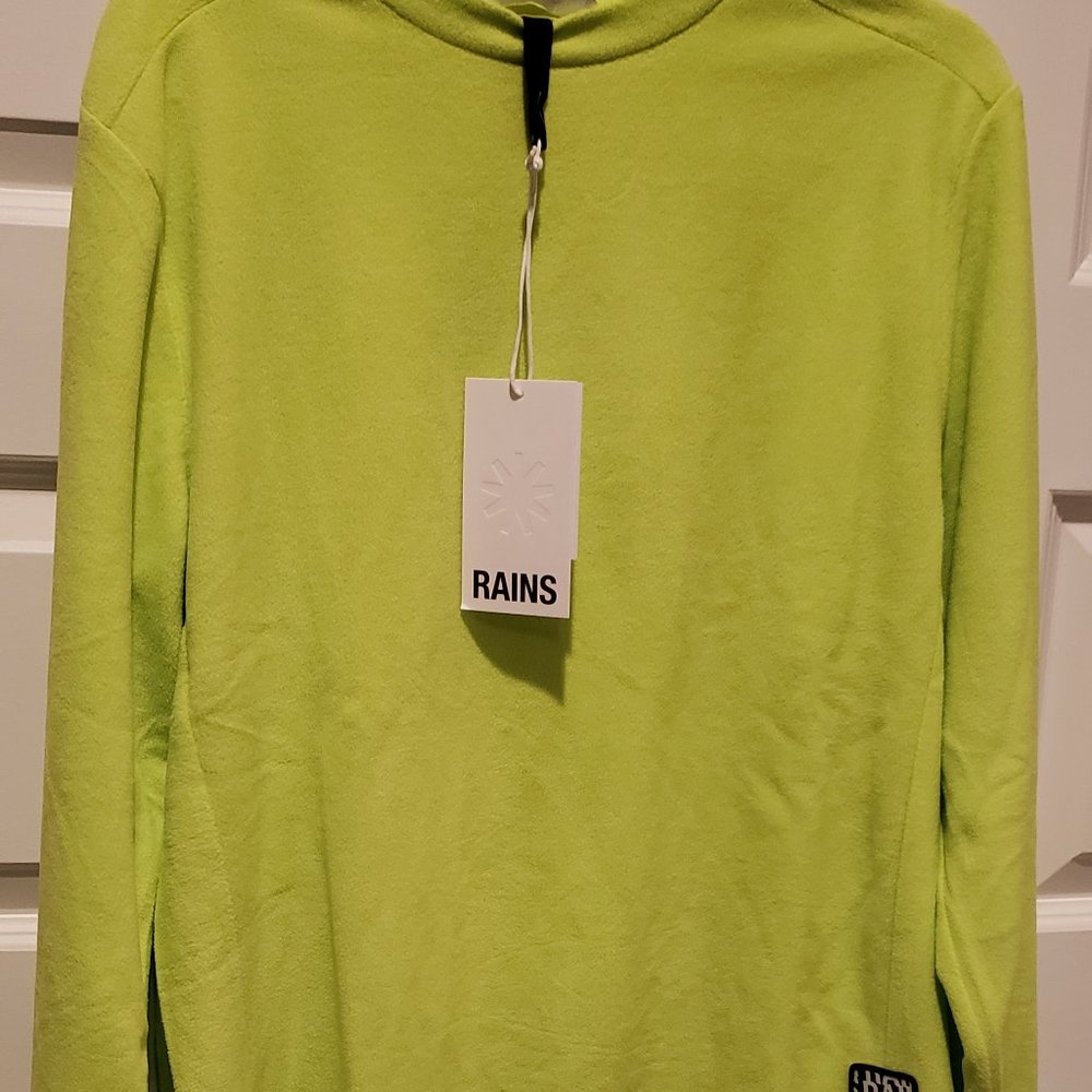 NWT: Rains Fleece Crewneck Sweatshirt  Digital Lime Size Medium